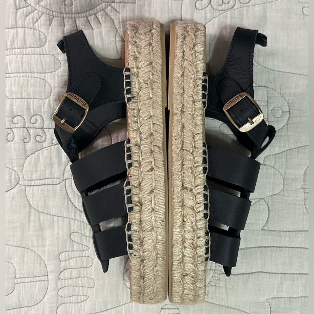 NIB Barbour Paloma Espadrille Platform Fisherman Sandal Sz 39 EU / 8 US Black - Picture 11 of 15